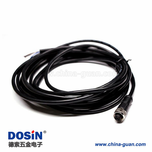 M12注塑線5pin B型防呆位母直頭成型式帶線5M AWG22 PVC